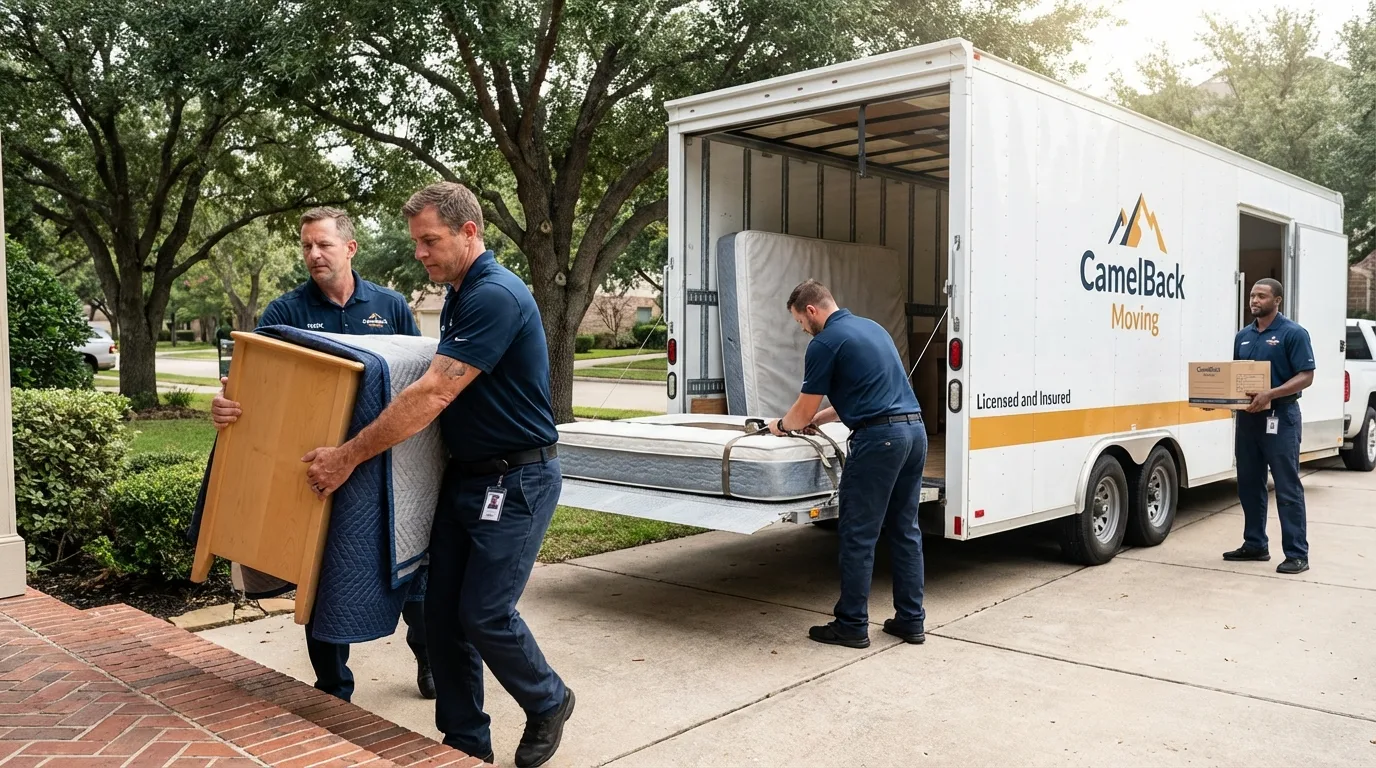 Crew loading residential truck for cross-state move from Elba, AL
